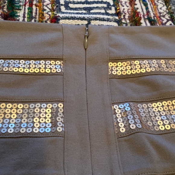 3 For $25! Beige and Gold Sequins Mini Skirt - Picture 3 of 3